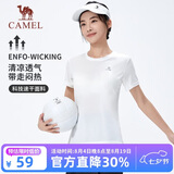 骆驼（CAMEL）短袖t恤衫女士夏季新款宽松圆领户外运动服跑步训练超薄速干上衣