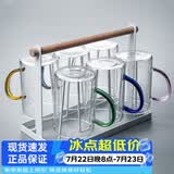 忆壶茶（YIHUTEA） 玻璃杯水杯子耐热茶杯加厚套装家用泡茶杯牛奶果汁喝水杯六色杯 轻颜杯6只装+杯架300ml