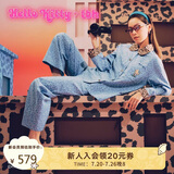 野兽派家居（tbh）三丽鸥Hello Kitty天丝棉家居服套装可外穿睡衣 长款 牛仔豹纹 S