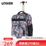 uniker拉杆书包女初高中小学生男大容量双肩背包可登机旅游行李箱包送礼 14231A迷彩橙
