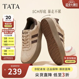 他她（TATA）复古板鞋女平底德训鞋阿甘休闲鞋 杏/啡 37