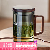 忆壶茶（YIHUTEA）茶杯玻璃茶具加厚喝水杯子茶水分离杯带过滤耐高温男女泡茶马克杯 【升级方木把】烟灰泡茶杯450ml