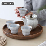 LIUIUSU实木圆形托盘 加厚胡桃木整木手工圆盘 加大号木质茶盘干果盘深盘 大号加厚整木圆盘（25cm*3cm）