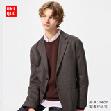 优衣库绒面针织茄克男装女装/西装外套夹克481006 39 棕黑色 2XL /185/112C