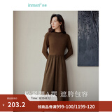 茵曼（INMAN）2025秋冬女装新款灯芯绒连衣裙新品长袖休闲针织礼服中长裙子 咖啡色 M