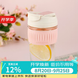 乐扣乐扣（LOCK&LOCK）咖啡杯耐热玻璃水杯子男女学生便携式双饮吸管杯随手杯500ML粉色