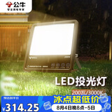 公牛（BULL）LED投光灯路灯庭院灯园林照明露营灯 IP65防水200W-3000K暖白光