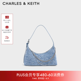 CHARLES&KEITH柔软拉链式褶皱单肩包腋下包包女包生日七夕礼物CK2-40782472 Denim Blue牛仔蓝色CK2-40782472-1 S