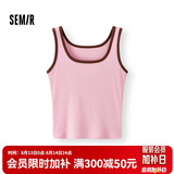森马（Semir）背心女夏短款U领凉感紧身无袖撞色内搭气质叠穿上衣101325102001