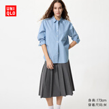 优衣库宽褶中裙女装/半身裙裙子488364 490693 488364/08深灰色 S