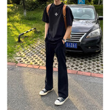 即势黑色微喇西裤男春秋季新款美式提裆裤子cleanfit透气速干休闲裤 K06-黑色-KAFS XL 【详情页有尺码表】
