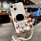 欧米滋 苹果13手机壳iPhone13Pro保护Max硅胶套mini镜头全包13p防摔软壳可爱卡通 苹果13【优雅白】宇航员支架+钢化膜+挂绳