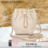CHARLES&KEITH大容量绗缝菱格链条单肩包水桶包包女包生日七夕礼物CK2-10701506
