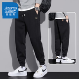 真维斯（Jeanswest）运动卫裤男款2026春秋新款男士宽松束脚哈伦裤休闲裤子男秋款 668黑色常规 XL