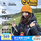 骆驼（CAMEL）[黑钻3.0]羽绒服男90%绒保暖时尚显瘦高蓬羽绒服女 A13CAPN110A5，幻影黑 ，中性（金箔内） S