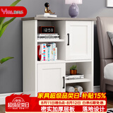 雅美乐书柜书架落地带门简约客厅卧室阳台边柜简约置物柜 暖白色