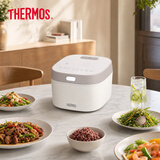 膳魔师（THERMOS）IH电饭煲3L 电磁加热加厚精铁球釜杂粮饭2-6人煲粥煲汤多功能家用智能预约电饭煲EHA-4134E 白色 3L