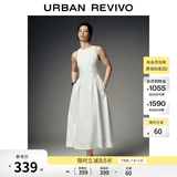 UR2026春季新款女装魅力无袖拼接V型剪裁圆领连衣裙UWG760056 本白 M