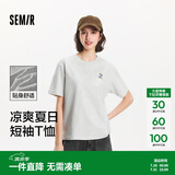 森马（Semir）【多彩凉感T】短袖t恤女夏中长款宽松舒适刺绣上衣109324100007