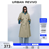 UR秋季新款女装气质双排扣腰带风衣外套UWM150045+ 浅卡其 (偏宽松) S