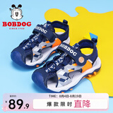 巴布豆（BOBDOG）男童凉鞋夏季新款包头儿童凉鞋中大童软底宝宝沙滩鞋子 深宝蓝/焰火橙 27 适合脚长16.8cm