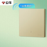 公牛（BULL）智能开关 语音/手动控制 无需联网 一位遥控开关 金色GTQ112