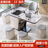 佐逸佳惠轻奢岩板茶桌椅组合现代简约办公室家用阳台小茶台茶几烧水壶一体 单茶桌【颜色可选/升级玻璃壶】 1.0m侧边茶盘