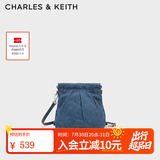 CHARLES&KEITH迷你菱格流浪包单肩斜挎双肩包包女包七夕礼物送女友CK2-60782390 【S号】Denim Blue深牛仔蓝色 S