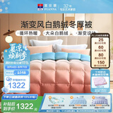 富安娜羽绒被 80%白鹅绒被子冬厚被双人加大冬季被芯1100g填充230x229cm