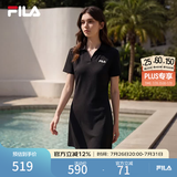 斐乐 斐乐官方女子针织连衣裙时尚修身POLO领短袖裙子 正黑色-BK 2XL (180) 96A
