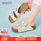 百思图26夏勃肯鞋简约户外休闲女拖鞋T9361BT6 米白色 39