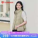 坦博尔羽绒服马甲女立领宽松外搭短款羽绒背心外套TD236006 奶茶棕 165