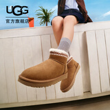 UGG冬季女士舒适时尚平底纯色圆头保暖休闲雪地靴短靴1174496 CHE | 栗色 36 鞋款偏小，建议拍大一码