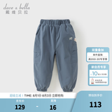 戴维贝拉（DAVE＆BELLA）儿童工装裤加绒小童裤子防水男童长裤冬季新款女宝宝休闲裤 灰蓝色【DB4243943-A】 110 cm（建议身高100-110cm）