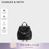 CHARLES&KEITH菱格大容量柔软背包书包双肩包包女包七夕礼物送女友CK2-60151400 Noir黑色 S