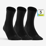 迪卡侬（DECATHLON）透气吸汗袜子运动袜高帮棉袜柔软舒适男女长袜 RS160-商务黑色-3双装 【43-46】(鞋码43/44/45/46)