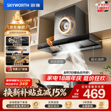 创维（Skyworth）抽吸排油烟机家用欧式顶吸T型不锈钢大吸力 上门安装以旧换新 免拆洗挥手智控 一级能效自清洗Y1RS