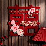 缘辉喜字贴结婚礼专用大门窗户贴纸婚房布置卧室房门装饰婚庆用品大全