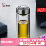 希诺双层玻璃杯高档商务办公车载水杯男家用透明泡茶杯子 345mL