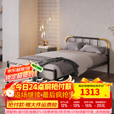 天坛家具铁艺床经典单双人钢木铁床现代环保简约小户型黑白色铁艺婚床 铁艺床（黑色）（不含床垫） 1.2*2.0m