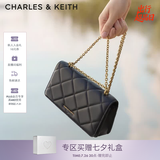 CHARLES&KEITH质感菱格链条小方钱包女包包女包生日七夕礼物送女友CK6-10680924 Black黑色 XS
