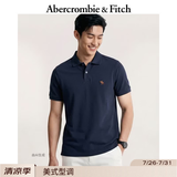 Abercrombie & Fitch经典小麋鹿图案美式复古通勤百搭短袖POLO衫26春夏男装124-6035 海军蓝 M (180/100A)