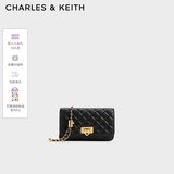 CHARLES&KEITH经典菱格链条小方单肩斜挎包包女包生日礼物送女友CK2-70160131 Black黑色 小包