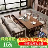 森圆木方实木大书桌去客厅化大长桌家用办公电脑桌带抽屉多人学习写字桌子 豪华200三抽+沙发椅*1+公主椅*2