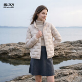 雪中飞羽绒服女短款26冬季韩版修身百搭轻薄90绒通勤百搭外套奶油浅米L