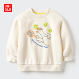 优衣库婴幼儿高弹力卫衣/长袖宝宝运动衫481895 01 乳白色 90