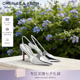 CHARLES&KEITH质感链条尖头高跟凉鞋子女鞋生日七夕礼物送女友CK1-60280377 Silver银色 37 (235)