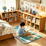姗姗木艺全实木书架落地置物架家用书柜储物柜学生收纳柜客厅矮柜格子柜