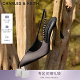 CHARLES&KEITH质感链条尖头高跟凉鞋子女鞋生日七夕礼物送女友CK1-60280377 Black黑色 39 (250)