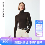 朗姿【C位针织 Basic衣橱】纯羊毛毛针织衫冬季新款修身长袖毛衣 棕色 M